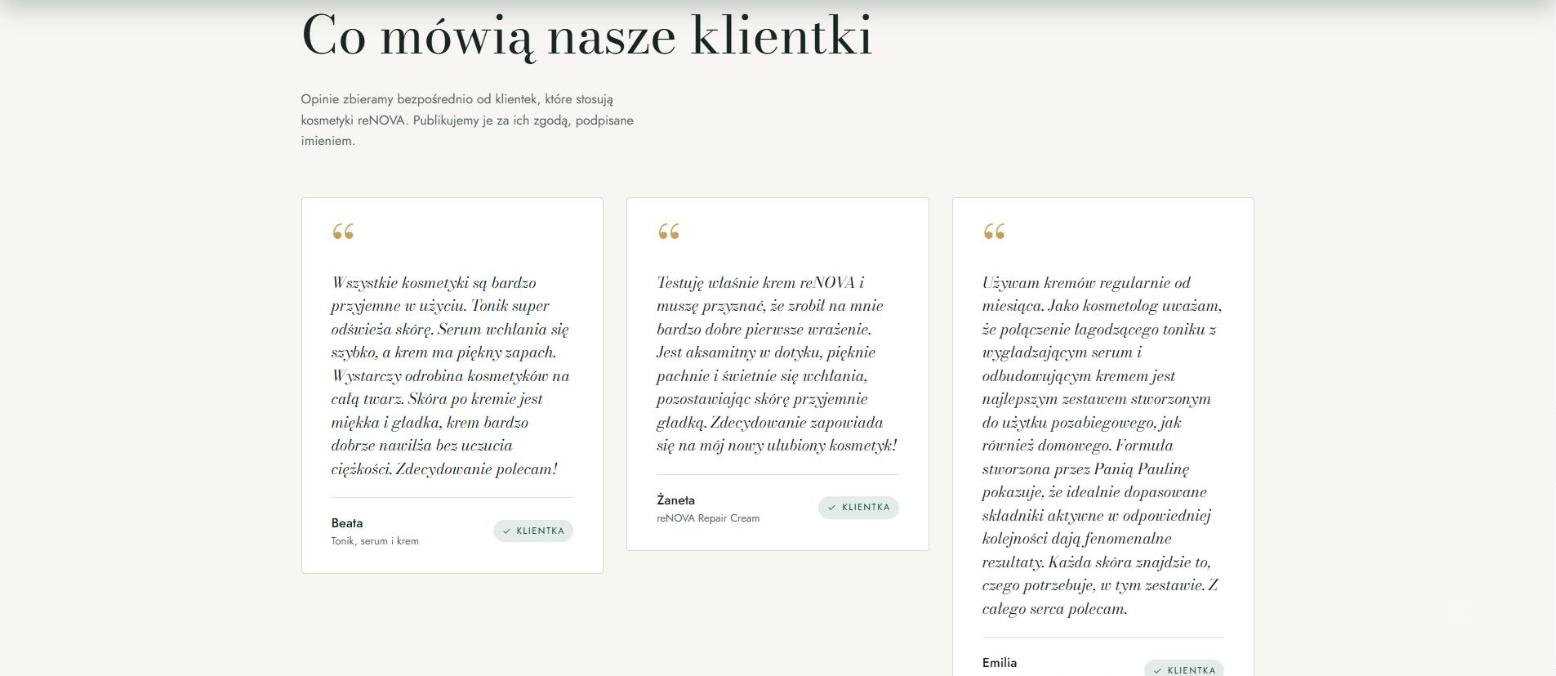 Opinie klientek o kosmetykach reNOVA