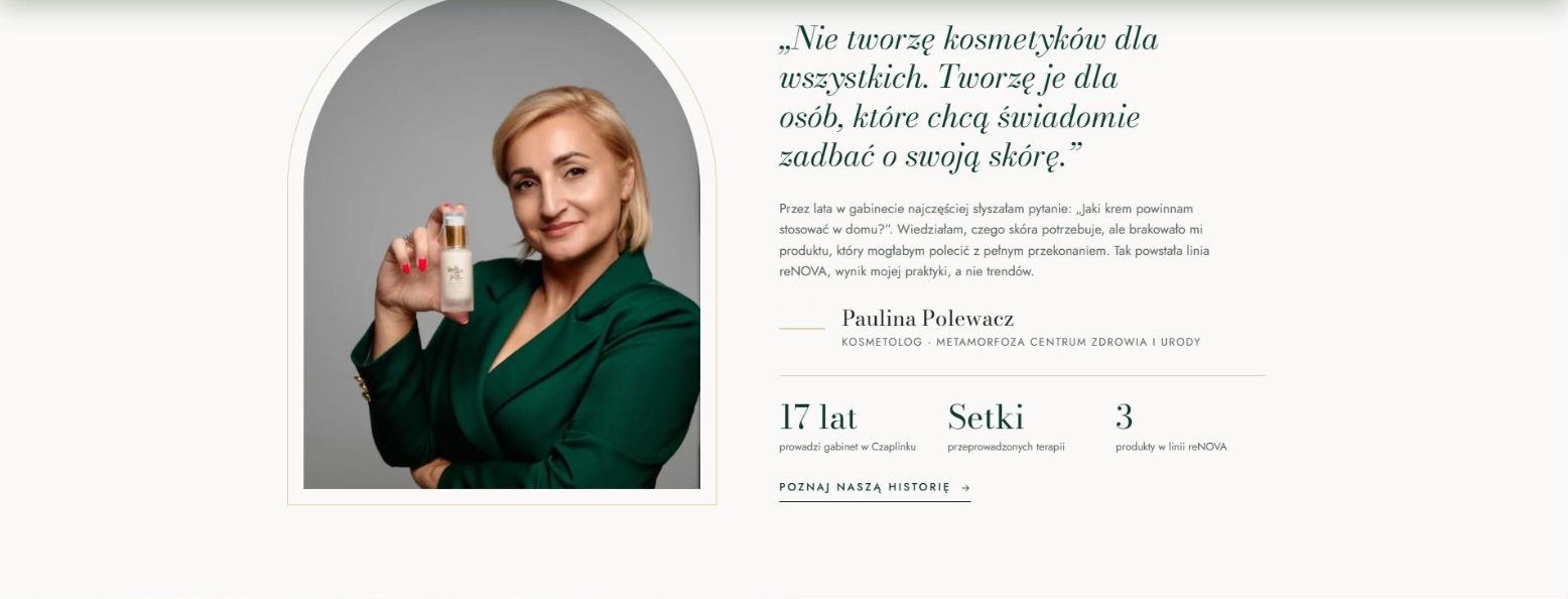 Sekcja o kosmetolog Paulinie Polewacz, twórczyni linii reNOVA